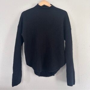 Express Black Mockneck Sweater Ribbed Neutral Casual Fall Wool Blend Large